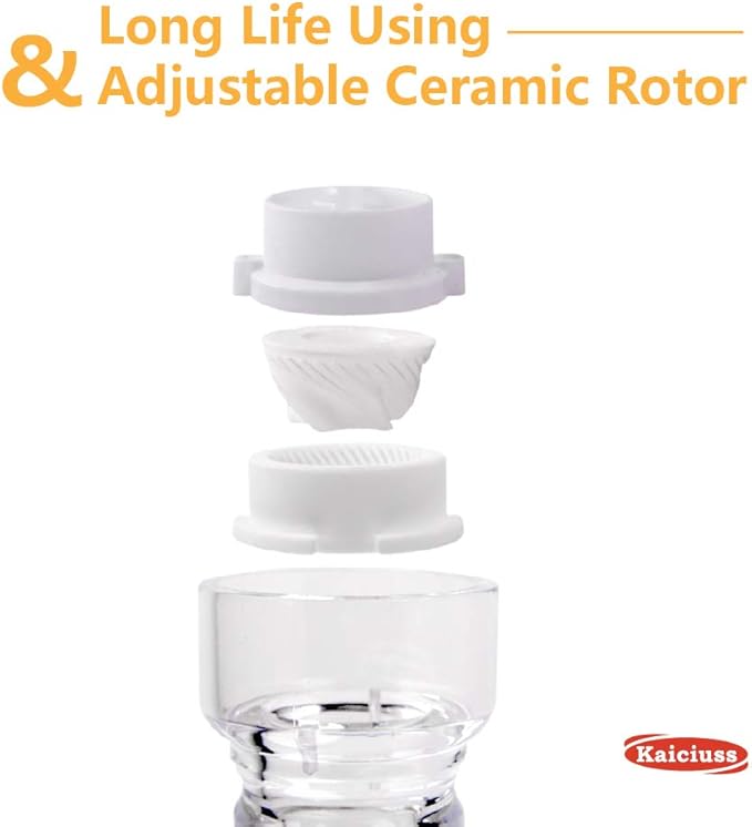 Salt Pepper Grinder Mill Arcylic,the Best Peppercorn Grinder with Adjustable Mill-Clear