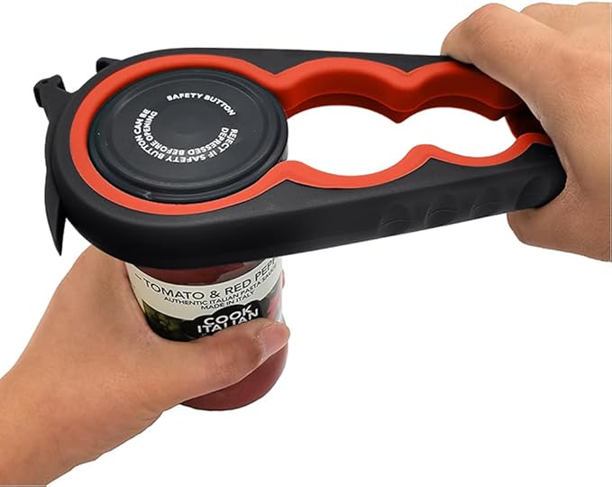 Otstar Jar Opener Bottle Opener and Can Opener for Weak hands, Seniors with Arthritis and Anyone with Low Strength, Mutil Jar Opener Get Lids Off Easily (Black and Red)