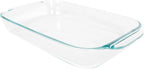 Pyrex 232 Basics Square Glass Baking Dish, 2-Quart (13inx7.75inx2.5in) Clear Glass Oven Bakeware – Perfect for Sweet Rolls, Brownies, Cakes and so much More - Made in the USA