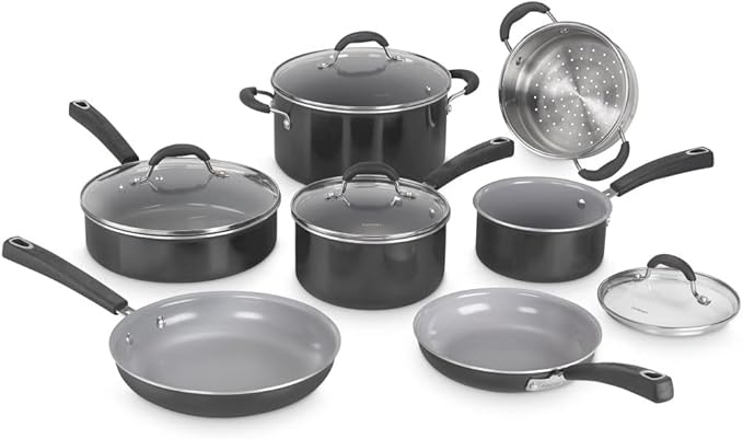Cuisinart 11-Piece Nonstick Cookware Set, Ceramica XT, Black, 54C-11BK