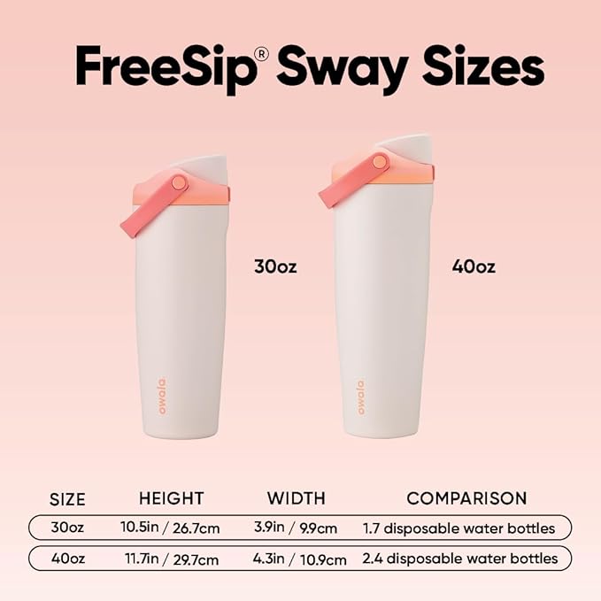 Owala FreeSip Sway - Stainless Steel-40-oz.-Orange/Tan(Sparkling Sherbet)