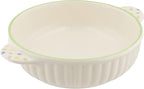 Banko Ware 14046 Oven Safe Round Au Gratin Dish (Small), Polka Dot Green Line, Diameter Approx. 6.5 inches (16.5 cm), Microwave Safe, Made in Japan