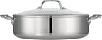Tramontina Tri-Ply Clad Stainless Steel 6-Quart Braiser Pan with Glass Lid, Induction-Ready, Dishwasher-Safe, NSF-Certified