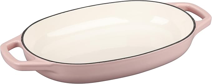 Enameled Cast Iron Oval Dutch Oven Pot with Lid, Dutch Oven for Sourdough Bread Baking, Oval Bread Pan, 5qt, Pink