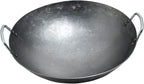 Wok Pfanne Traditioneller Handgehämmerter Wok Aus Refined Iron Mit Two Handles，1,8 MM Dick Wok (Rundboden) (Size : 38cm/14.9in)
