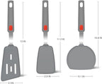 Silicone Spatula Turner Set of 3, Beijiyi 600°F Heat Resistant Cooking Spatulas for Nonstick Cookware, Large Flexible Kitchen Utensils BPA Free Rubber Spatula Set for Egg, Pancake, Fish (Gray)