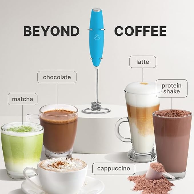 Zulay Kitchen Milk Frother with Patented Tornado Triple Whisk – Handheld Foam Maker for Coffee, Lattes, Matcha & Hot Chocolate – Rich, Creamy Froth in Seconds