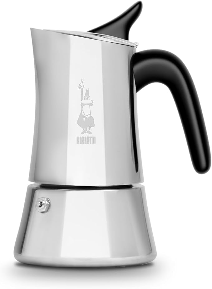 Bialetti Moon Exclusive Induction Stainless Steel Moka Pot, Stovetop Espresso Maker, Italian Coffee Maker, 4 Espresso Shots, (5.7 Oz - 170 ml), Compatible with All Stovetops, Silver