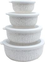 COOK WITH COLOR Prep Bowls with Lids- Wide and Deep Nesting Plastic Small Mixing Bowl Set with Lids, 8 Piece Set - Wide Bowls, Speckled White