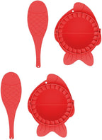 SUPVOX Dumplings Making Molds Set 4pcs Red Dumpling Skin Makers Manual Kitchen Gadget Easy Dough Wrappers Press Tool for Family Cooking