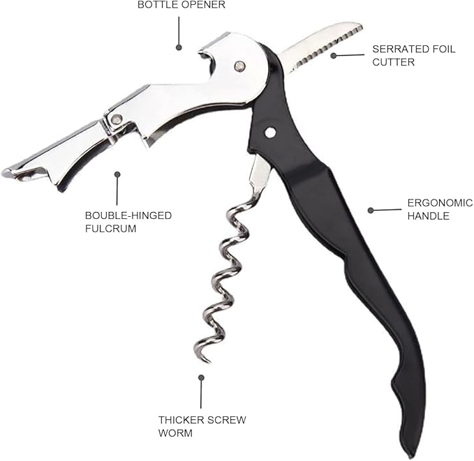 Waiter Corkscrew Professional Wine Opener with Foil Cutter,Manual Wine Bottle Opener for Servers, Bartenders and Waiter (2, Pink)