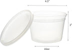 [48Set - 16oz.] Plastic Deli Food Storage Containers With Plastic Lids, Disposable togo containers for soup, Meal Prep, Slime | BPA Free | Stackable | Leakproof | Microwave | Dishwasher | Freezer Safe