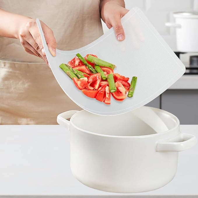 WK Flexible Plastic Cutting Boards Mats with Lip, Foldable Cutting Board for Kitchen Set of 3, Clear Cutting Boards, Nonslip Cutting Mats Sheets, BPA Free, Dishwasher Safe