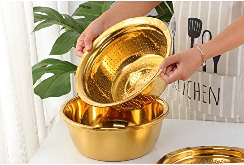 3PC/Set Colander set Stainless Steel Vegetable Slicer Fruit Potato Peeler Carrot Grater Strainer Utensil Round Rice Washer Bowl Drain Basket-Rainbow Color