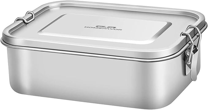 G.a HOMEFAVOR Stainless Steel Bento Lunch Box - Leak-Proof Metal Bento Box, Large Food Container with Lock Clips, Snack Container, Dishwasher Safe, 1200 ml/40 oz
