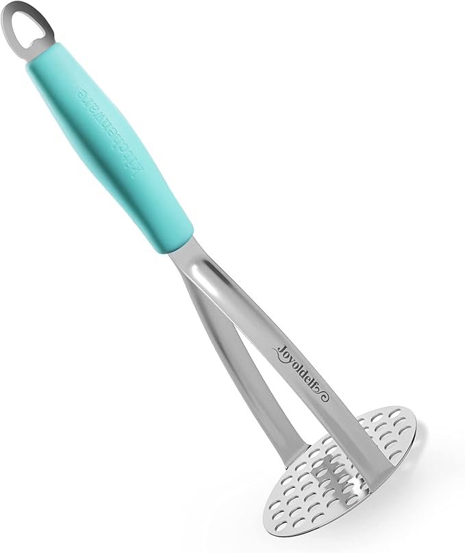 Joyoldelf Heavy Duty Stainless Steel Potato Masher, Professional Integrated Masher Kitchen Tool & Food Masher/Potato Smasher with Silicone Handle, Perfect for Bean, Vegetable, Fruits, Avocado, Meat