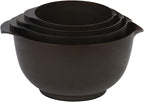 BoxedHome 4 Quart Large Plastic Mixing Bowls, Microwave Safe Mixing Bowl Set with Pour Spout, Nesting Bowls for Space Saving Storage(brown)