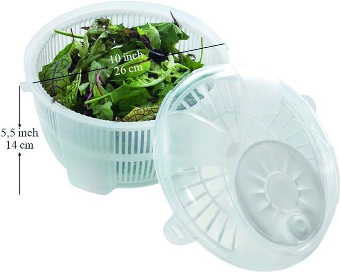 Mabel Home Salad Spinner, Salad Tosser and Mixer, 5,5 Quart, Vegetable Spinner -EXTRA Salt&Pepper Shaker inc. (White)