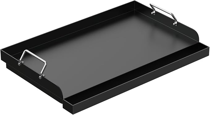 25" x 16.5" Nonstick Carbon Steel Griddle for Gas/Electric/Charcoal Grills, Universal Flat Top Griddle for Weber Charbroil Camp Chef, Griddle Plate with Grease Groove for Parties, Camping, Tailgating