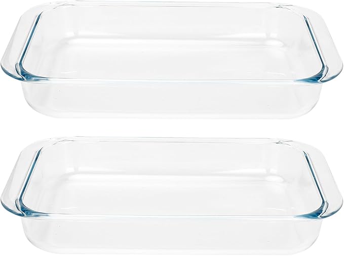 1.5-Quart Tempered Glass Oblong Baking Dishes, Set of 2