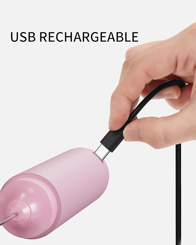 CIRCLE JOY Portable Rechargeable Milk Frother Hanheld, Dual Spring Whisk Electric Coffee Frother Wand Drink Mixer for Matcha Lattes Cappuccino, Kitchen Gifts, Pink