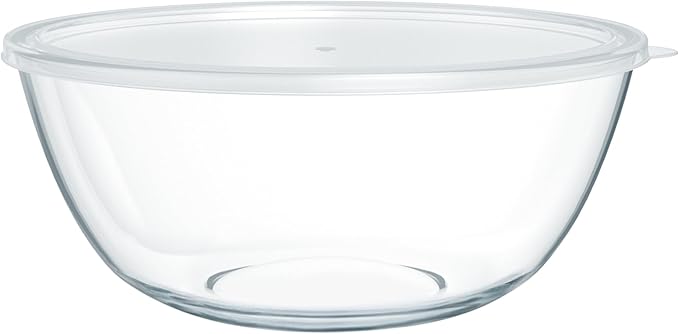 4.7 Qt Extra Large Glass Mixing Bowls Clear Glass Salad Cooking Bowls for Kitchen Salad Bread Storage