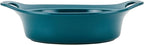 Rachael Ray Solid Glaze Ceramics Casserole Bakeware/Baker Set with Shared Lid, 3 Piece, Teal
