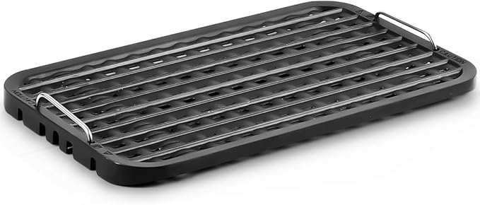 Cusimax Non-stick Perforated Grill Pan, Stove Top Grill Plate, Cast Aluminum Grill Plate for Electric Indoor Grills/Outdoor BBQ, Dishwasher Safe (14.96" x 8.66)
