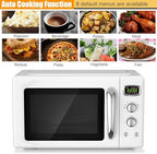 Retro Microwave Oven 0.9Cu.ft，900W Compact Countertop Microwave w/5 Micro Power & 8 Auto Cooking, Child Lock, Timer Setting & Glass Turntable, LED Display, Mint Green