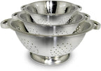 ExcelSteel Colander Set Stainless Steel | Nesting Design | Mirror Polished | Oversized Handles | 1-4 Quart, Set of 3