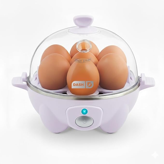 Dash Rapid Egg Cooker - Boiler, Poacher & Steamer - Includes Measuring & Recipe Guide - Dishwasher Safe - BPA Free - Holds 7 Eggs, Lavender