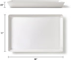 6 Pack, 16" x 11" Large White Serving Trays Set - Reusable Plastic Serving Platters for Cookie, Appetizer, Charcuterie, Snack, Dessert, Party Food Display - Stackable Kitchen CounterTop Tray, BPA Free