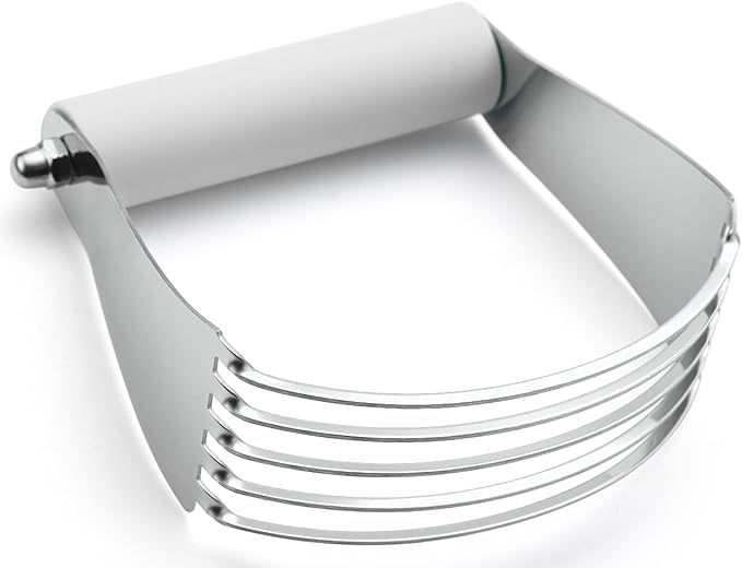 Spring Chef Professional White Dough Blender For Baking, Dough Cutter Tool, Stainless Steel Puff Pastry Cutter Tool with Sharp Blades, Dishwasher Safe Pastry Blender for Easy Mixing - Large Size