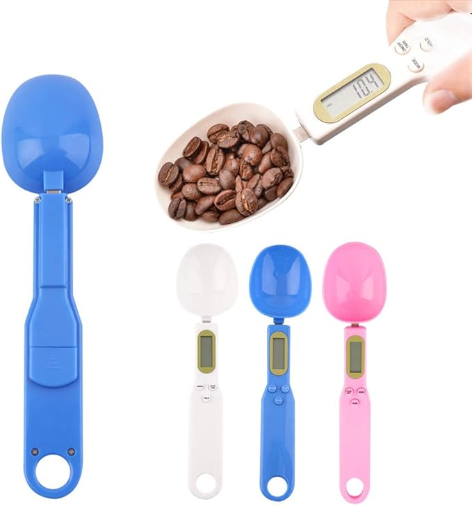 Meichoon Food Scale Spoon, Portable Kitchen Scale High Precision Steelyard for Home 1.1lb/500g(0.1g) Accurate Electronic LCD Digital Measuring Weighing Tools Kitchen Accessories C52 Blue