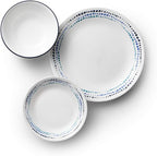 Corelle Vitrelle 18-Piece Service for 6 Dinnerware Set Triple Layer Glass and Chip Resistant, Lightweight Round Plates and Bowls Set, Ocean Blue
