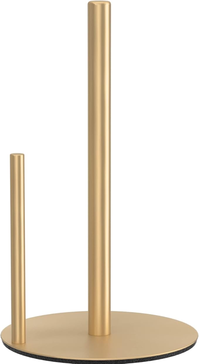 Paper Towel Holder Gold, Premium Stainless Steel Kitchen Roll Dispenser, Countertop Roll Organizer