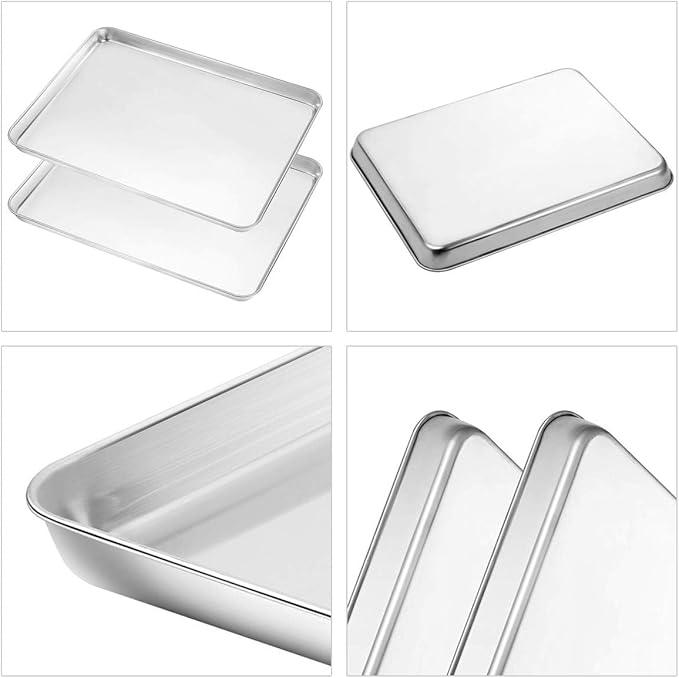 Baking Sheet with Cooling Rack Set (2 Pans + 2 Racks), Yododo Stainless Steel Baking Pan Cookie Sheet Cookie Pan with Rack, Size 16 x 12 x 1 Inch, Mirror Finish & Non Toxic & Heavy Duty & Easy Clean