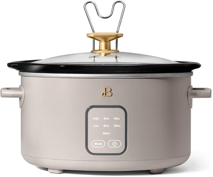 Beautiful 4-Quart Programmable Slow Cooker with Touch-Activated Display, Digital Timer, Keep-Warm Function & Removable Non-Stick Pot