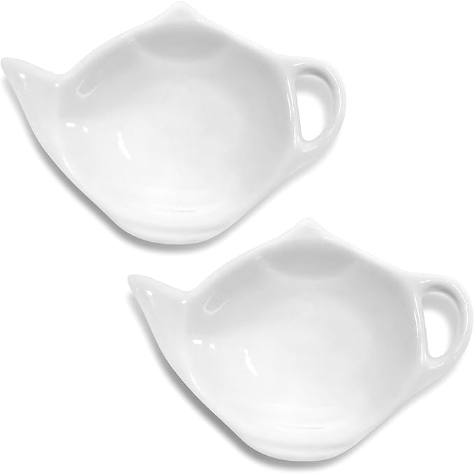 2 Pack Porcelain Tea Bag Coasters,Tea Bag Holder for Used,Classic Teaspoon Rest Pad Heat-Resistant Coasters Cute Dish Saucer Teabag Caddy Holder Set for Organizing Tea Time (2)