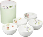 Narumi 96010-21902P Bowl and Plate Set, Lucy Garden, 4.3 inches (11 cm), Berry Pattern, 5 Patterns, Stylish, Cute, Relief, Wedding Gift, Small Bowl, Microwave Safe, Dishwasher Safe, Gift Box Included