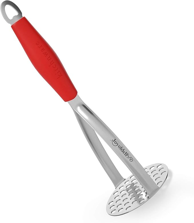 Joyoldelf Heavy Duty Stainless Steel Potato Masher, Professional Integrated Masher Kitchen Tool & Food Masher/Potato Smasher with Silicone Handle, Perfect for Bean, Vegetable, Fruits, Avocado, Meat