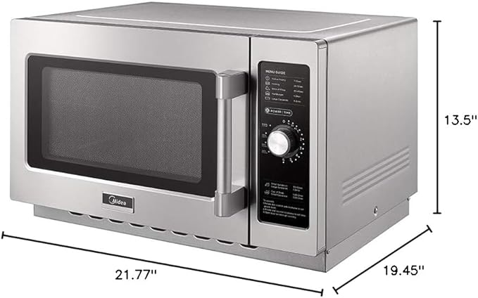 Midea Equipment 1034N0A Countertop Commercial Microwave Oven with Dial, 1000W, Stainless Steel, 1.2 CuFt