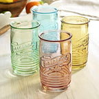 Glaver's Set Of 4 Original Mason Collins Glasses Assorted Colored Drinking Glasses For Juice, Cocktails, Beverage Glass Cups, Hand Wash-In Cold Water (Original Mason Colored 20 OZ)