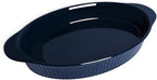 LEETOYI Porcelain 9x13 Large Oval Au Gratin Pans,Baking Dish for Servings, Bakeware with Double Handle for Kitchen and Home, Navy