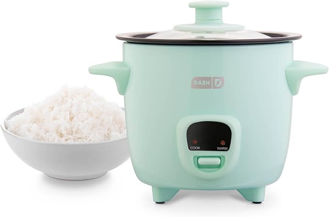 Dash Mini Rice Cooker - Designed for Single-Serve Cooking - Compact Rice Cooker with Nonstick Removable Pot, Keep Warm Function & Easy-to-Clean Sleek Design - Aqua