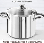 HOMICHEF 14-Piece Nickel Free Stainless Steel Cookware Set - Nickel Free Pots and Pans Set - Non-Toxic, Healthy Induction Cookware