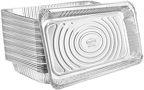 Aluminum Pans Full Size, Large Disposable Roasting & Baking Pan, 21"x13" Deep Foil Pans (100 Pack) Extra Heavy Duty Chafing Trays for Hotels, Restaurants, Caterers, Steam Table, Buffets & Bakeware