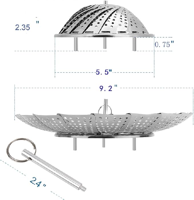 Vegetable Steamer Basket, Premium Stainless Steel Veggie Steamer Basket - Folding Expandable Steamers to Fits Various Size Pot Small by SAYFINE (5.5" to 9.2")