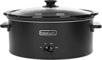 HOMECOOKIN 6 Quart Slow Cooker Oval Manual Pot Food Warmer with 3 Cooking Settings, Black Stainless Steel