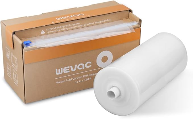 Wevac 11” x 150’ Food Vacuum Seal Roll Keeper with Cutter, Ideal Vacuum Sealer Bags for Food Saver, BPA Free, Commercial Grade, Great for Storage, Meal prep and Sous Vide